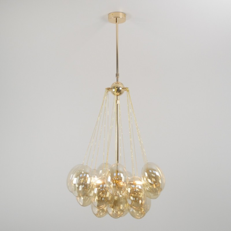 Светильник ElegantLight DZN-21807 ЗОЛОТО+КОНЬЯЧНЫЙ D/H/6/E27/40W+19 стеклянных плафонов без ламп GRA