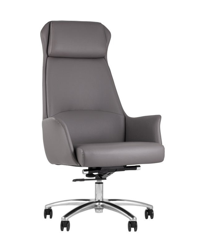 TopChairs Viking офисное серое обивка экокожа, металлический каркас