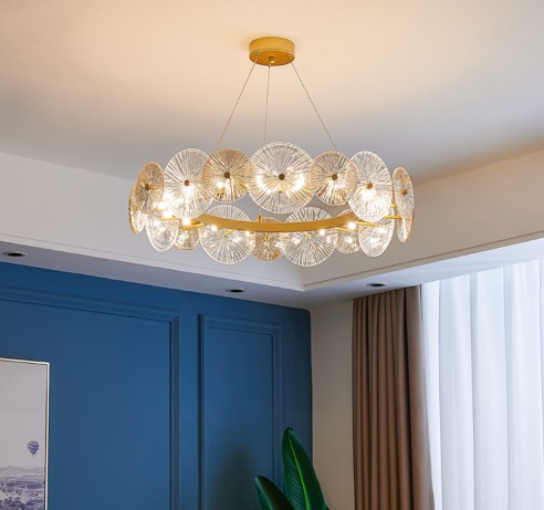 Светильник подвесной SAPFIR SPF-9089 GOLD/ ЗОЛОТО ` D800*200/H1200/16/G9/40W DAISY 25-03 (1)