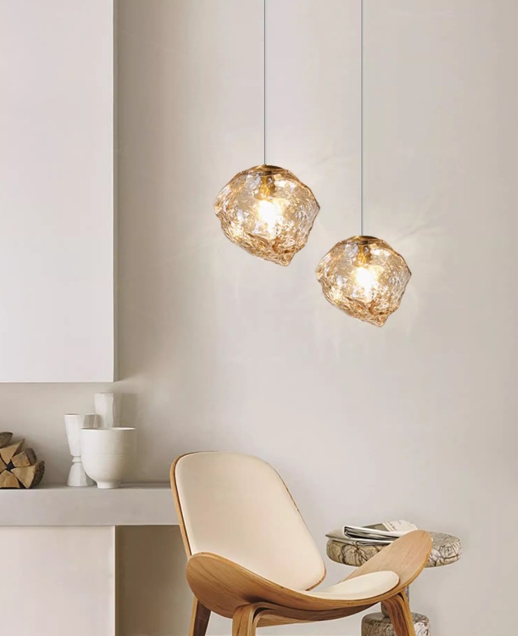 Светильник подвесной ElegantLight DZN-8199 БРОНЗА + ЯНТАРЬ ` D180/H1500/1/E27/60W LAVA
