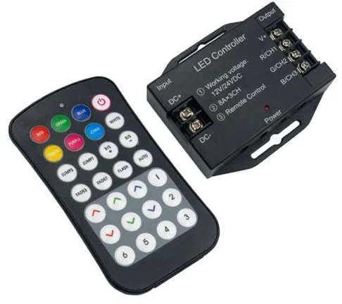 Ecola LED strip RGB RF controller 24A 288W 12V (576W 24V) с кнопочным черным радиопультом