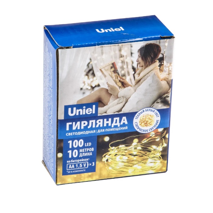 ULD-S1000-100/SCB/3AA WARM WHITE IP20 DEW Гирлянда светод на батар 3AA (не в/к), «Роса», 10м. 1 RSP