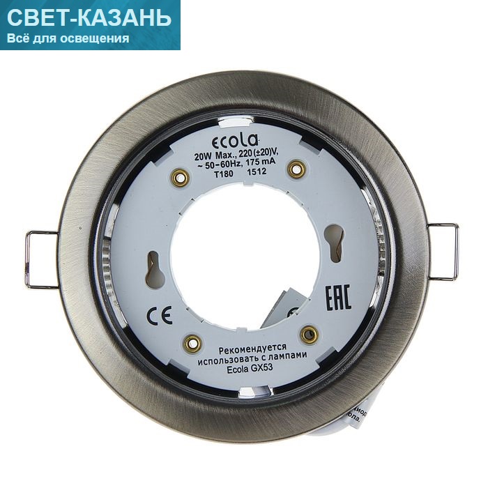 *** Ecola G53 H4 светильник встраив. без рефл. Черненая бронза 38x106 - 1/2/10 pack